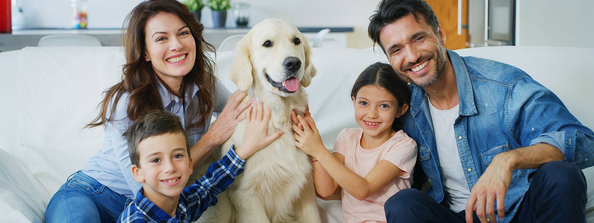 Family with pet dog